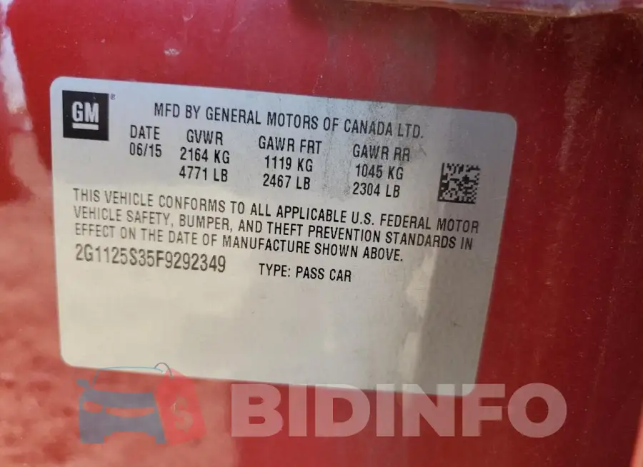 2G1125S35F9292349 Photo# 12