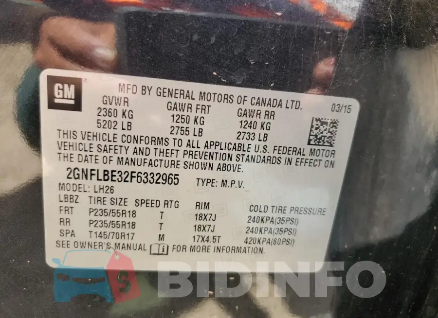 2GNFLBE32F6332965 Photo# 14