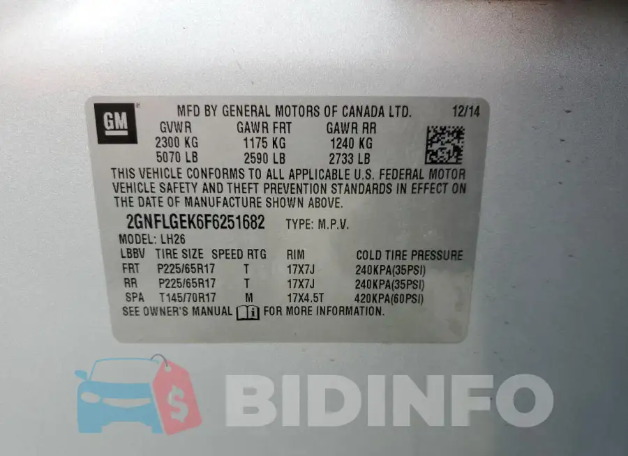 2GNFLGEK6F6251682 Photo# 13