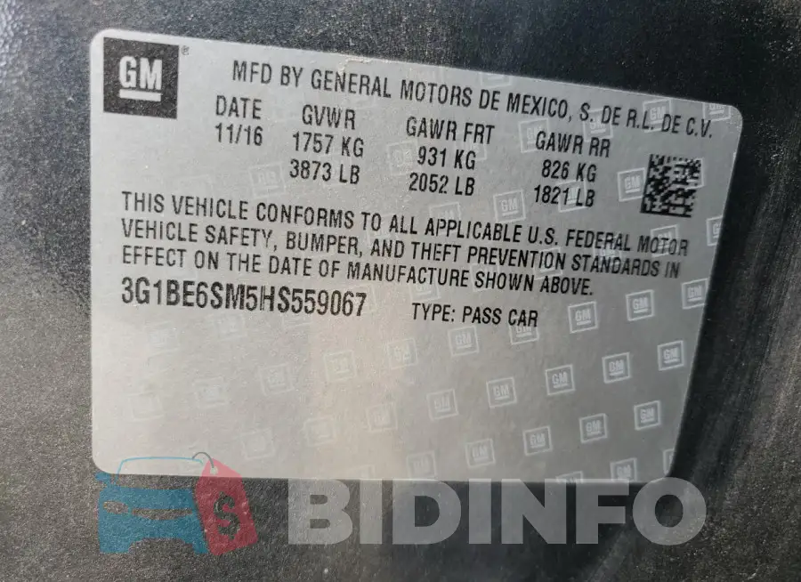 3G1BE6SM5HS559067 Photo# 12