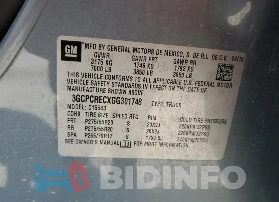 3GCPCRECXGG301748 Photo# 12