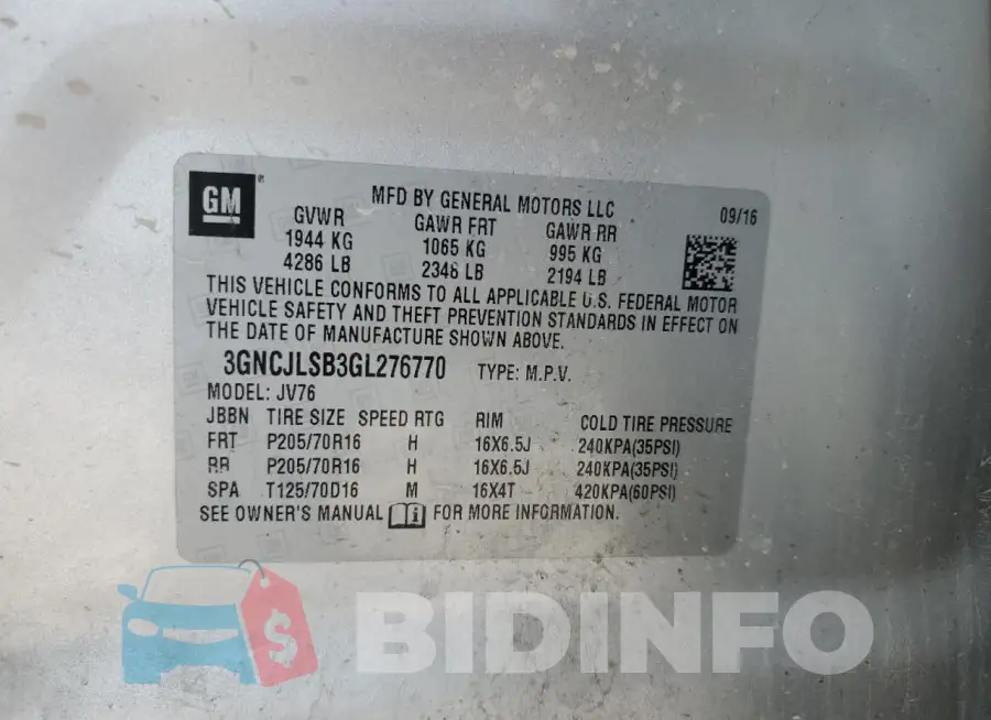 3GNCJLSB3GL276770 Photo# 13
