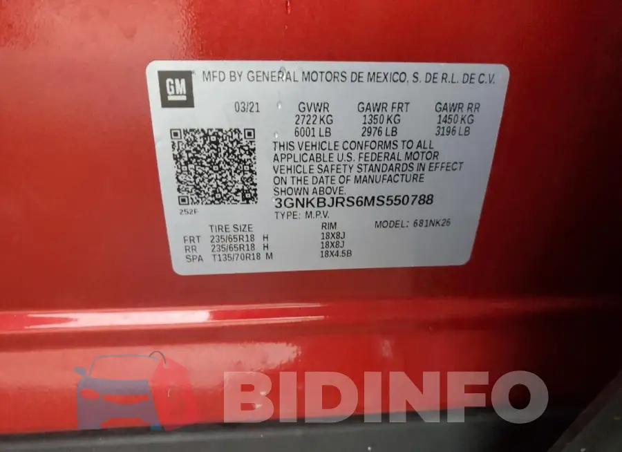 3GNKBJRS6MS550788 Photo# 13