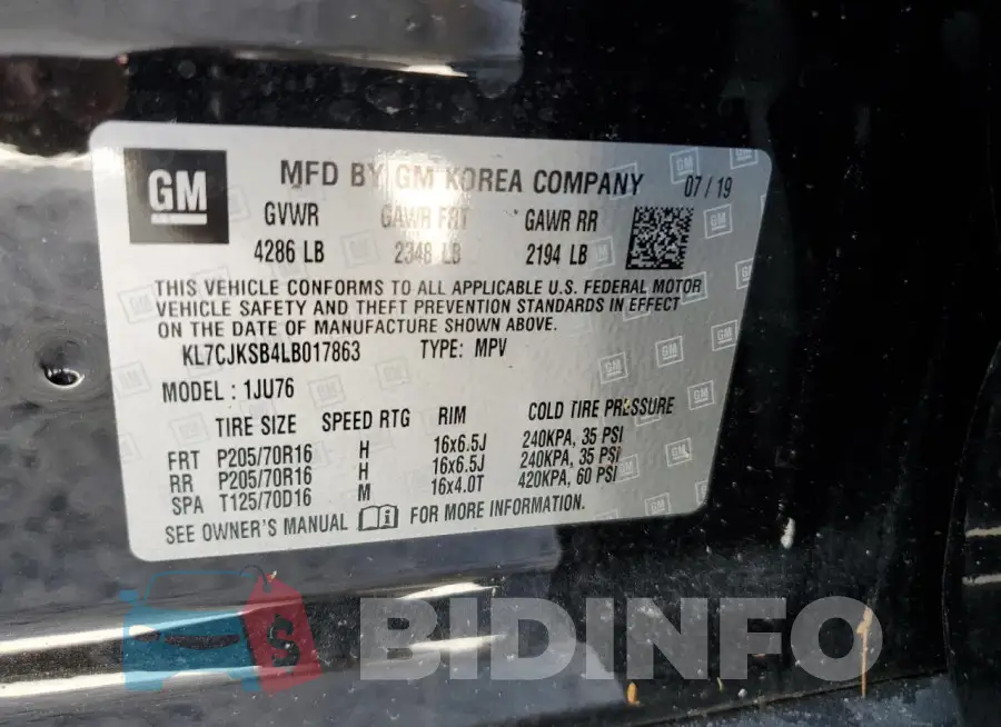KL7CJKSB4LB017863 Photo# 14