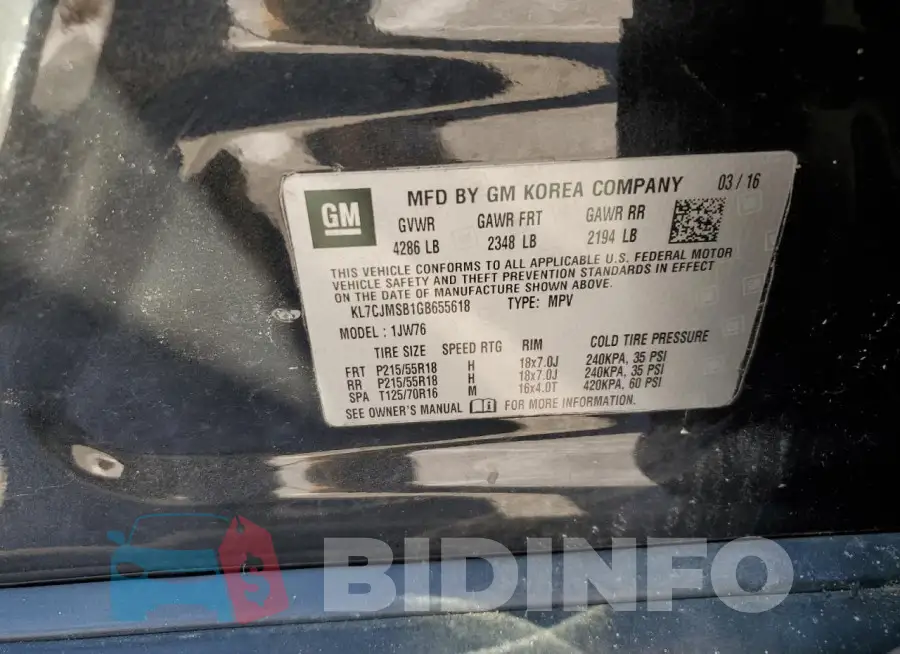 KL7CJMSB1GB655618 Photo# 13