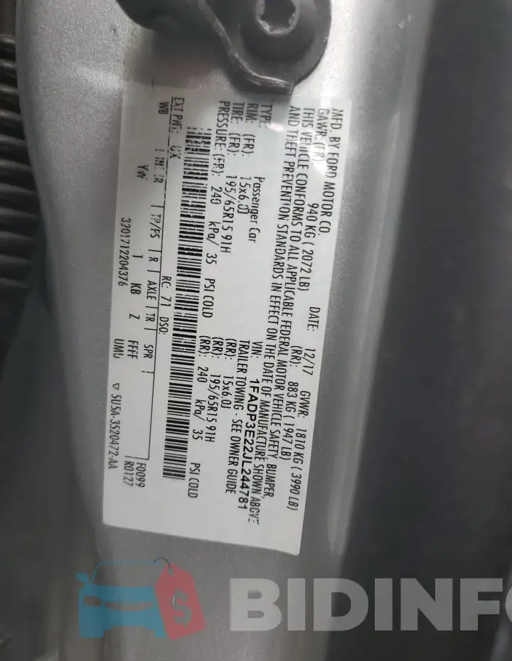 1FADP3E22JL244781 Photo# 13