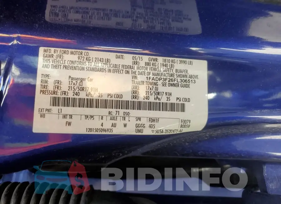1FADP3F26FL306513 Photo# 12