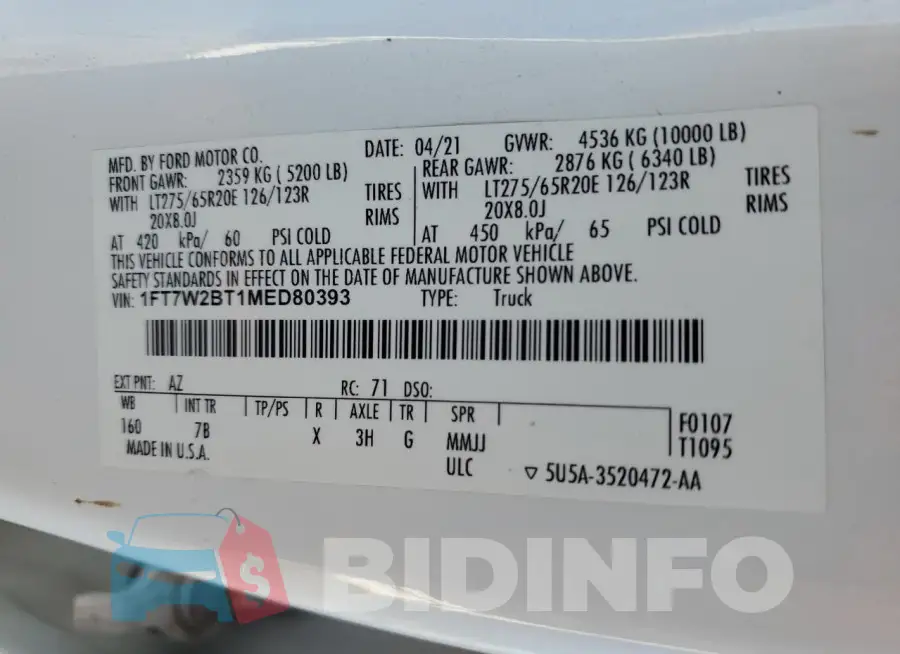 1FT7W2BT1MED80393 Photo# 12