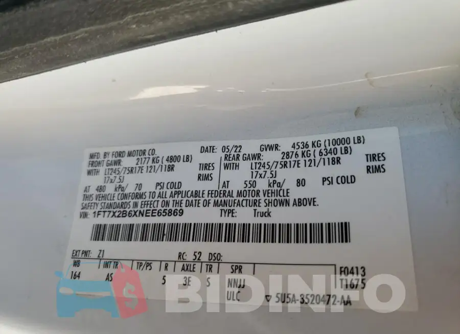 1FT7X2B6XNEE65869 Photo# 13