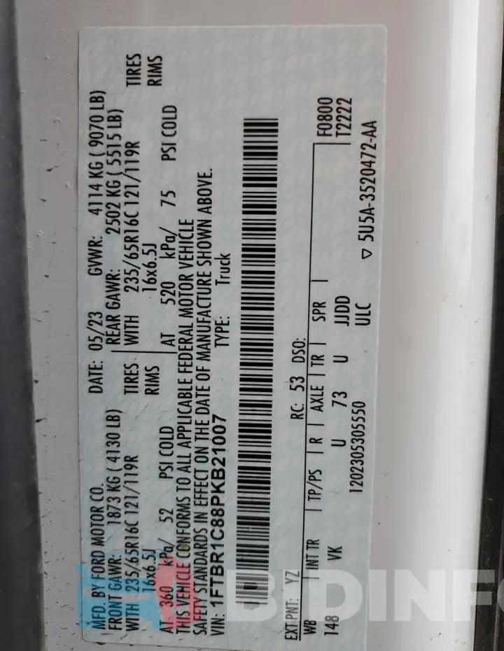1FTBR1C88PKB21007 Photo# 12