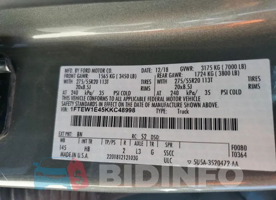 1FTEW1E45KKC48998 Photo# 12