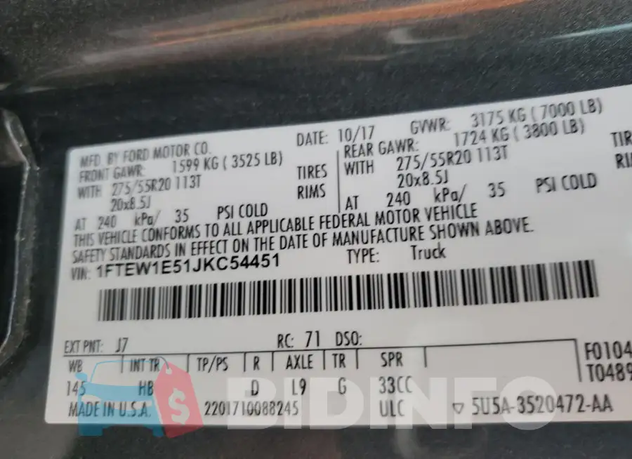 1FTEW1E51JKC54451 Photo# 12