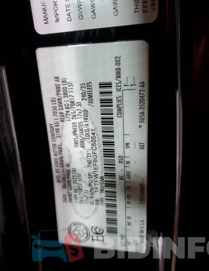 1FTFW1EF6GFC50541 Photo# 13