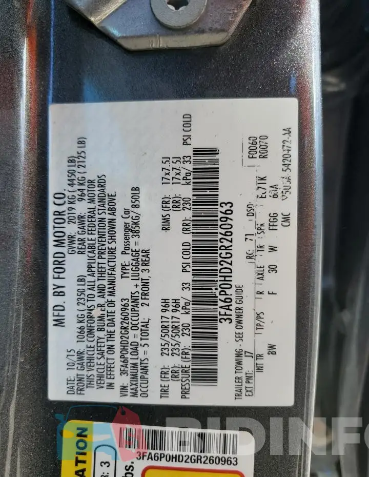 3FA6P0HD2GR260963 Photo# 12