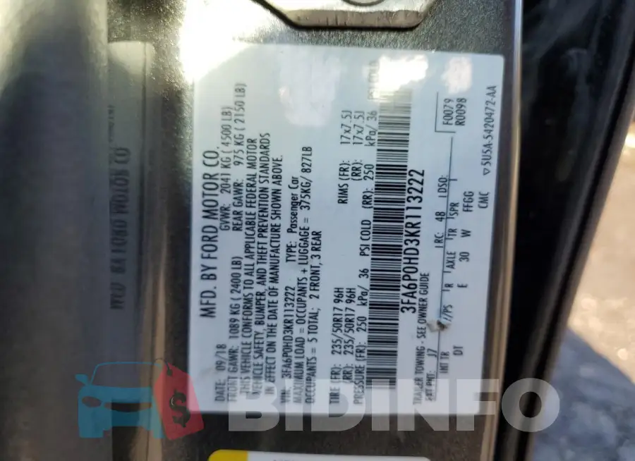 3FA6P0HD3KR113222 Photo# 12