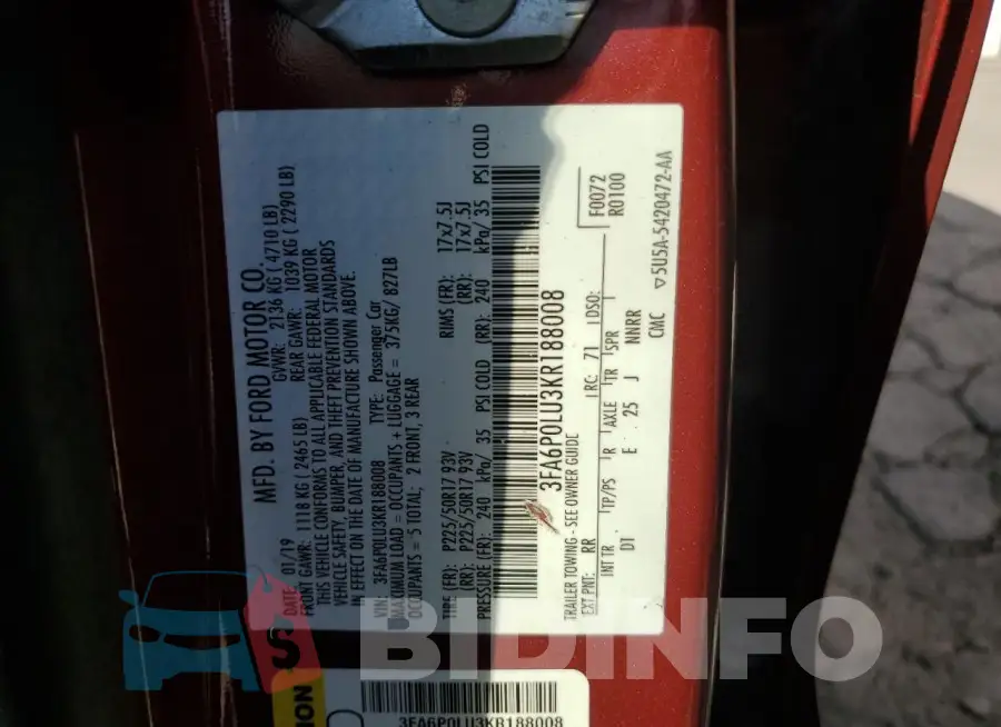 3FA6P0LU3KR188008 Photo# 12