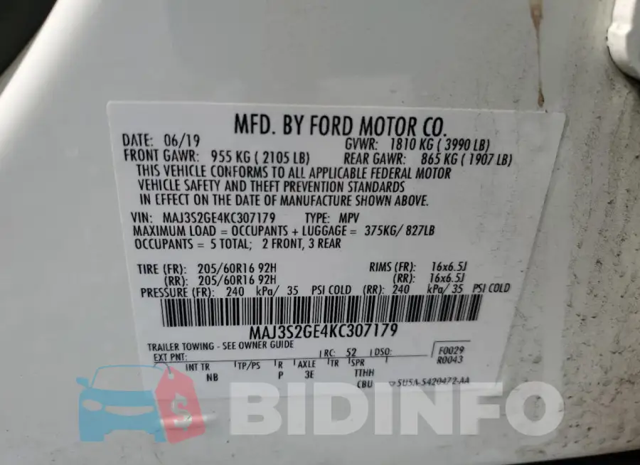 MAJ3S2GE4KC307179 Photo# 13