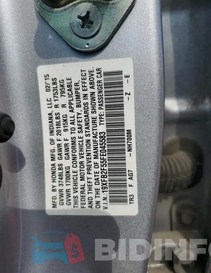 19XFB2F55FE045583 Photo# 12
