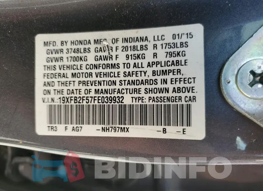 19XFB2F57FE039932 Photo# 13