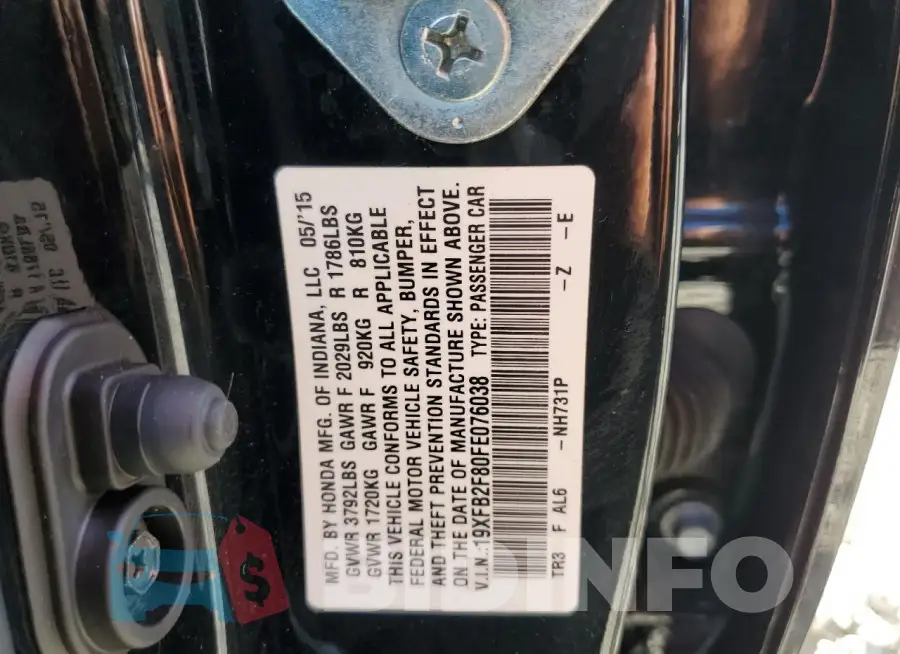 19XFB2F80FE076038 Photo# 12