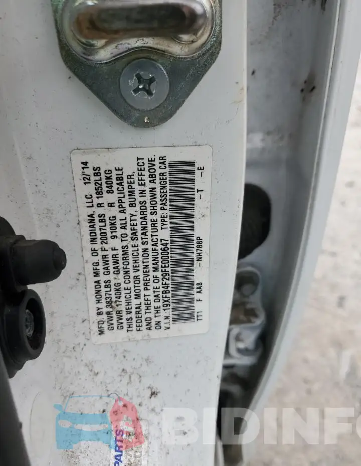 19XFB4F29FE000647 Photo# 12
