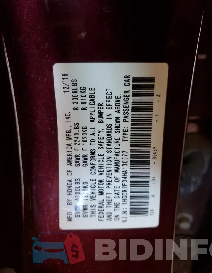 1HGCR2F34HA130077 Photo# 13