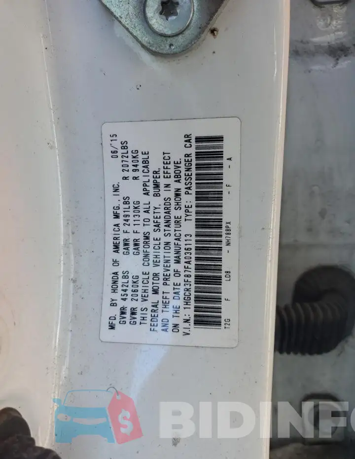 1HGCR3F87FA036113 Photo# 12