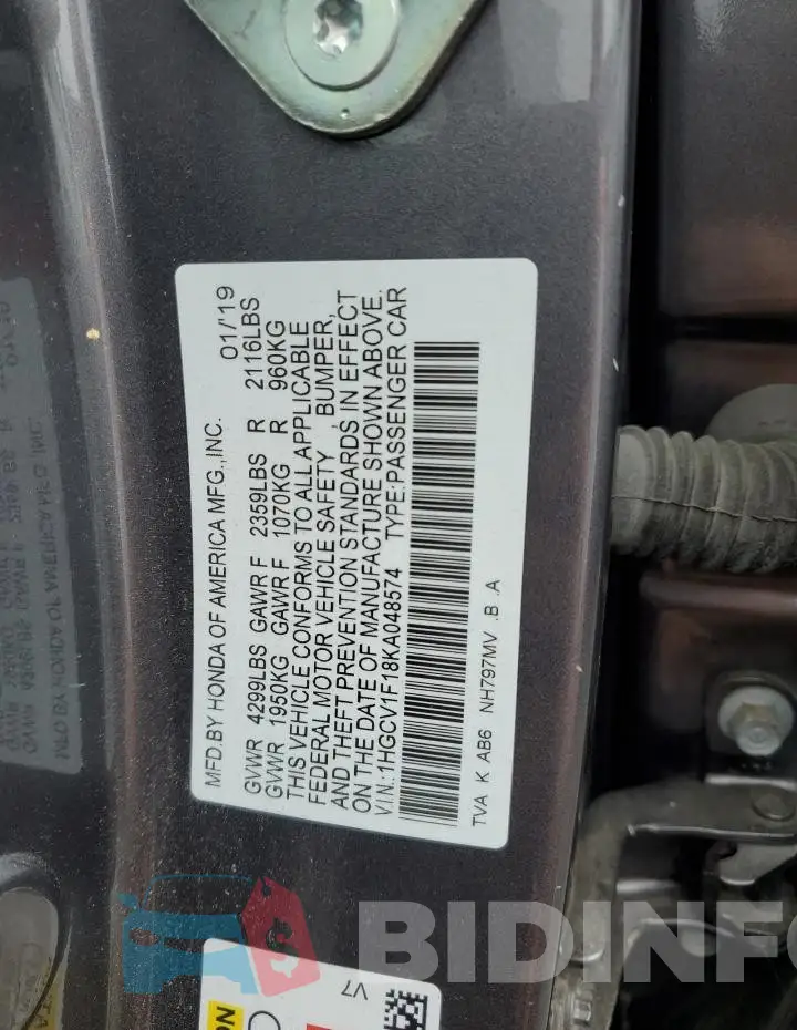 1HGCV1F18KA048574 Photo# 12