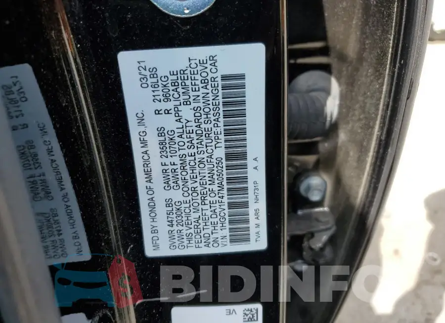 1HGCV1F47MA050250 Photo# 12