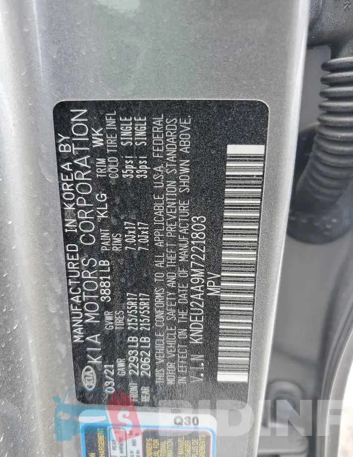 KNDEU2AA9M7221803 Photo# 14