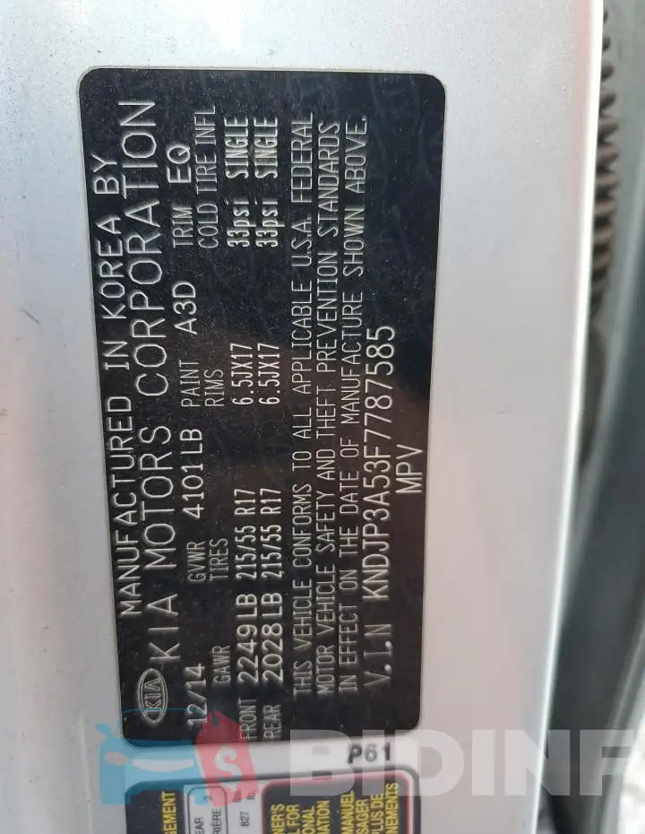 KNDJP3A53F7787585 Photo# 14