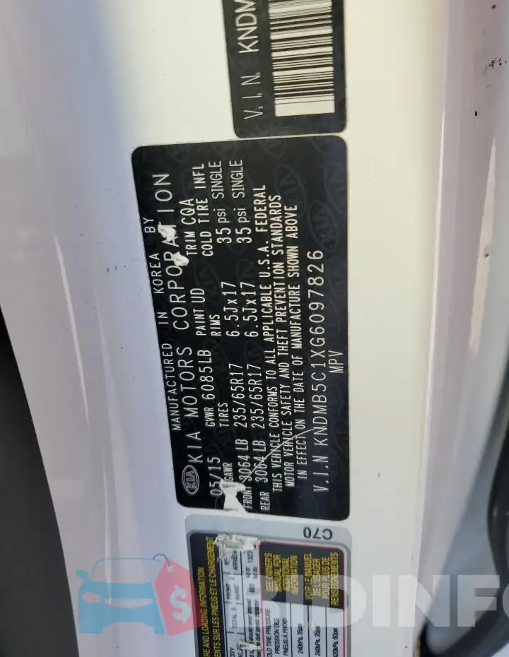 KNDMB5C1XG6097826 Photo# 12