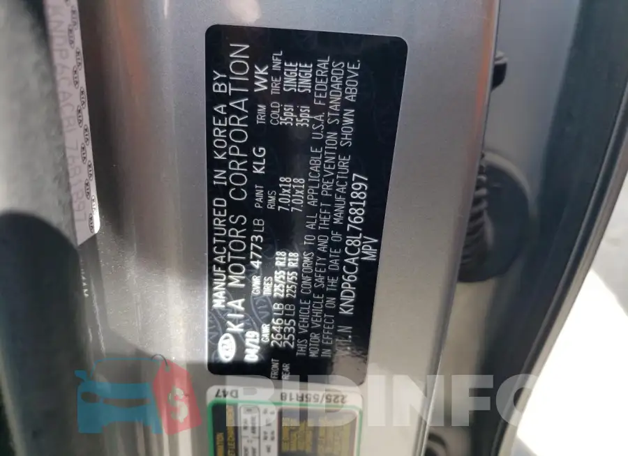 KNDP6CAC8L7681897 Photo# 13