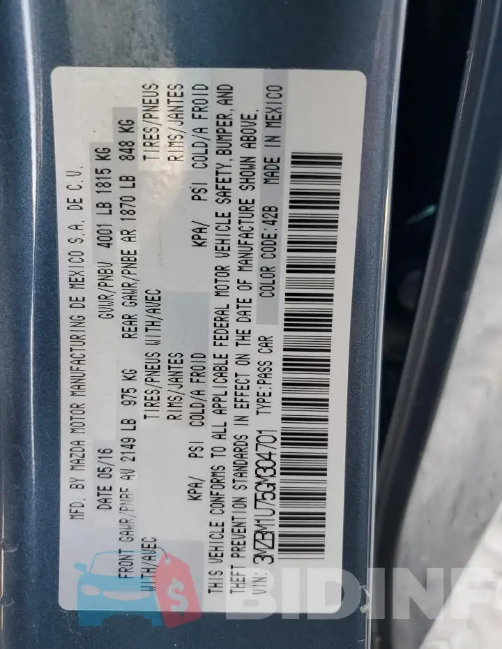 3MZBM1U75GM304701 Photo# 12