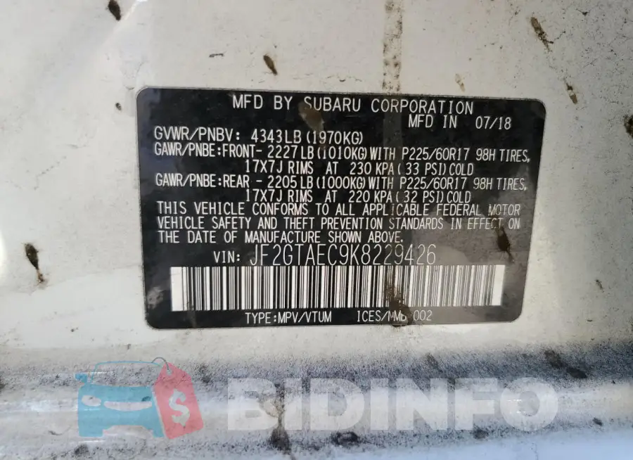 JF2GTAEC9K8229426 Photo# 14
