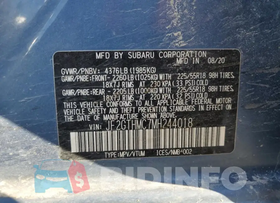 JF2GTHMC7MH244018 Photo# 13