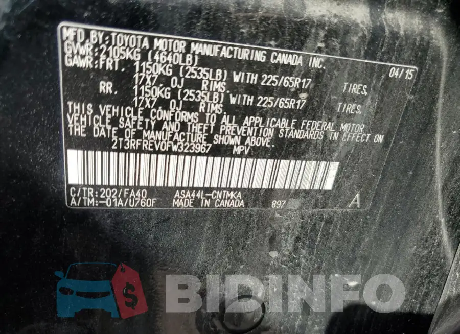 2T3RFREV0FW323967 Photo# 13