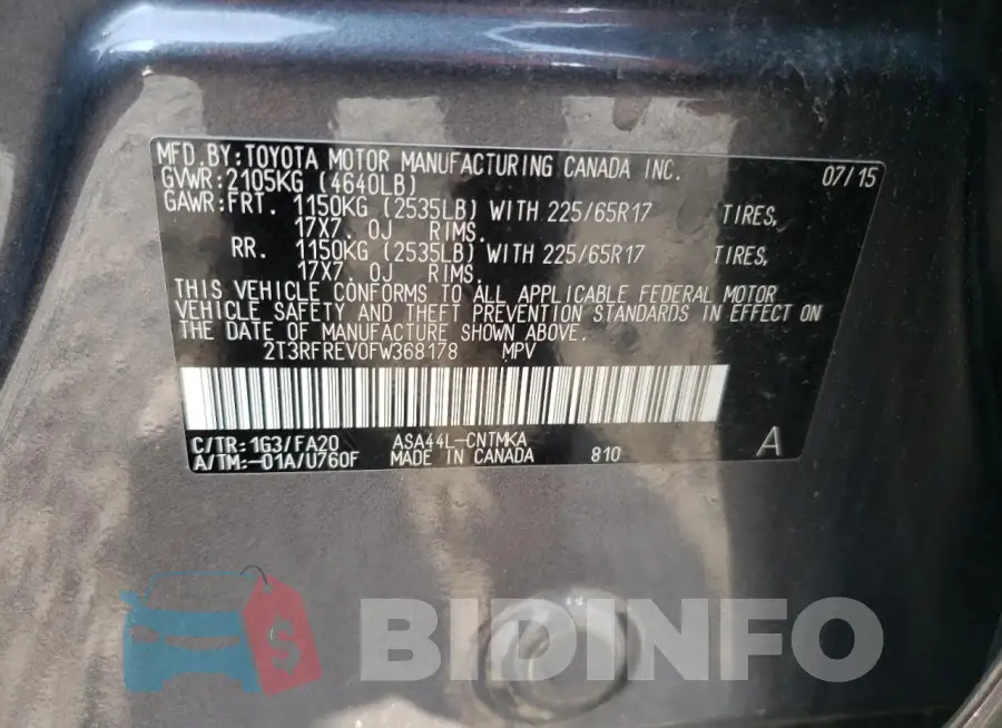 2T3RFREV0FW368178 Photo# 14