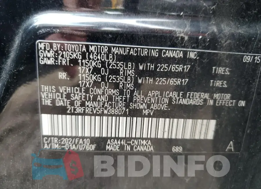 2T3RFREV5FW388071 Photo# 13