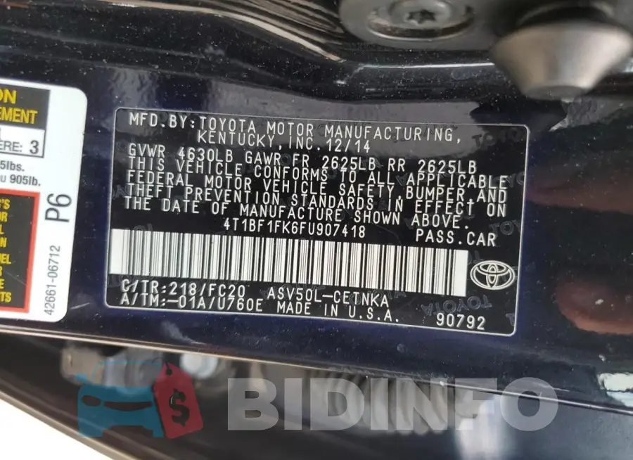 4T1BF1FK6FU907418 Photo# 13