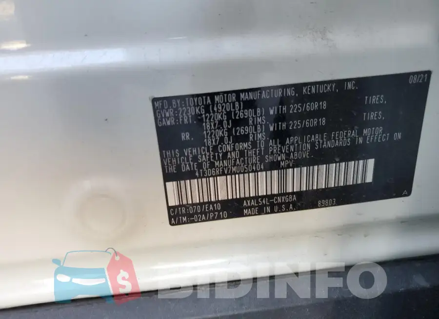 4T3D6RFV7MU050404 Photo# 13