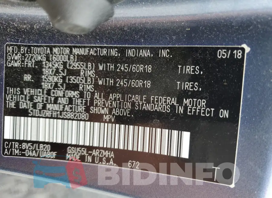 5TDJZRFH1JS882080 Photo# 12