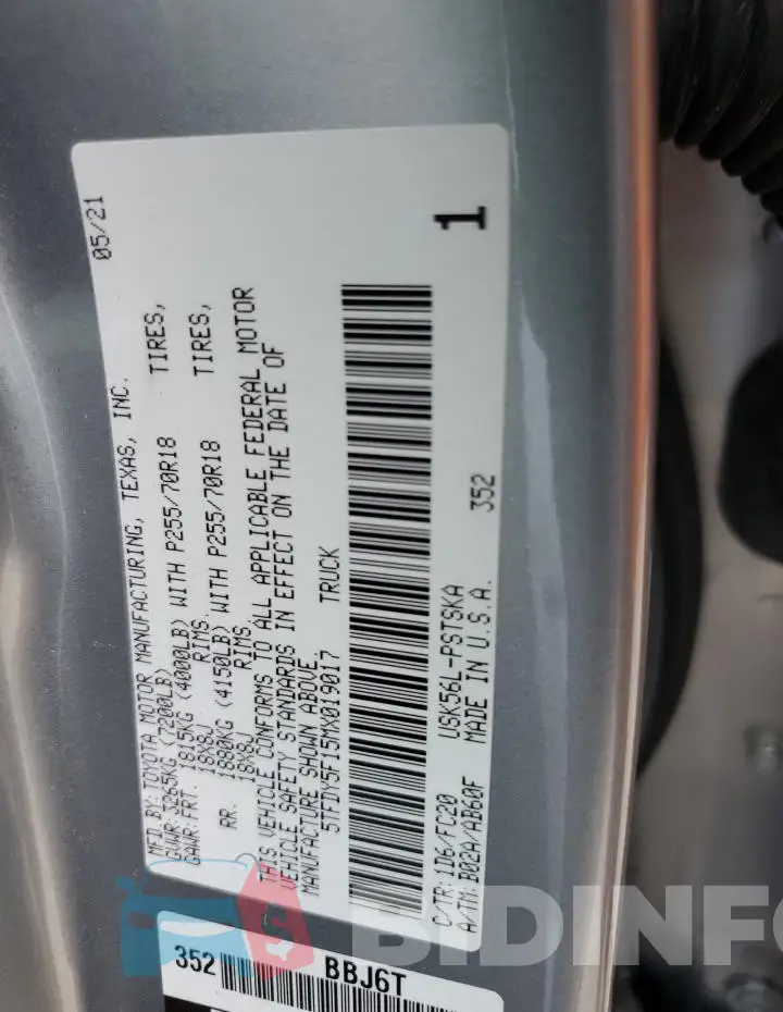 5TFDY5F15MX019017 Photo# 13