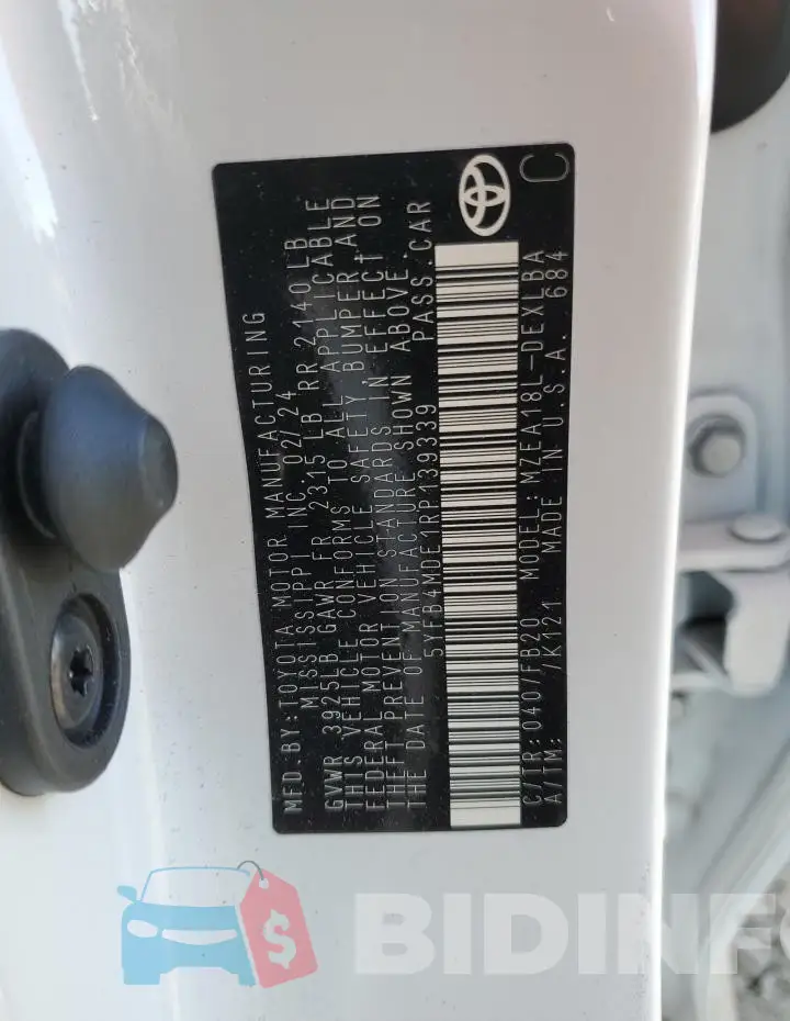 5YFB4MDE1RP139339 Photo# 13