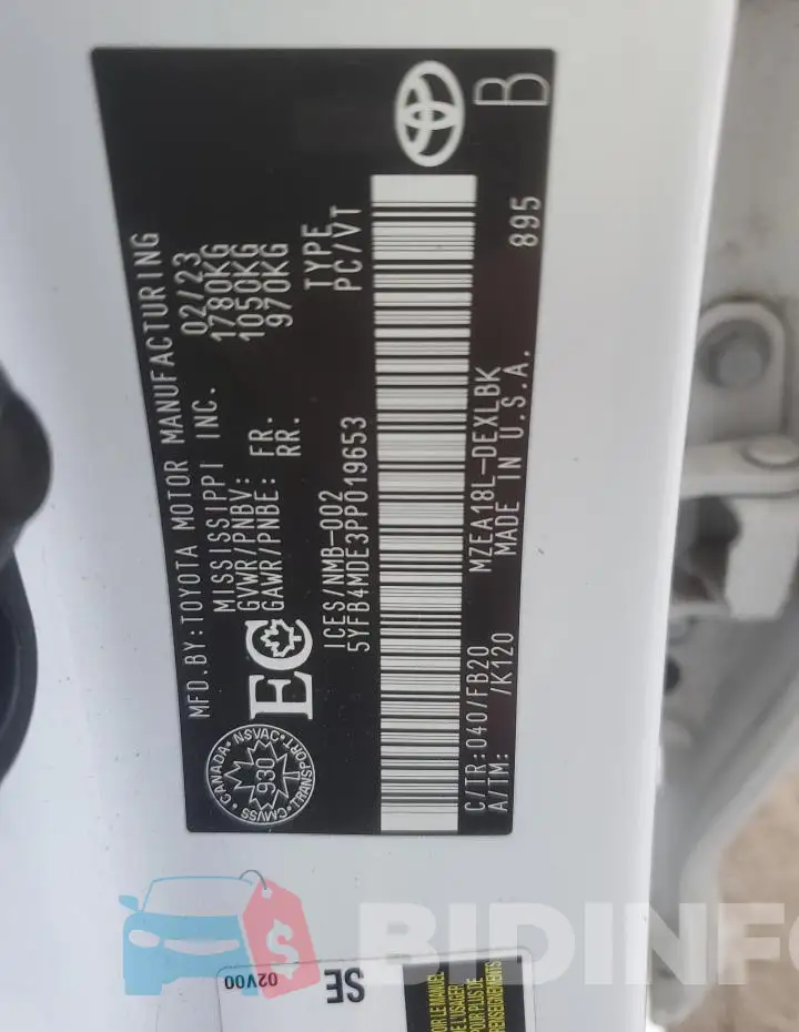 5YFB4MDE3PP019653 Photo# 12