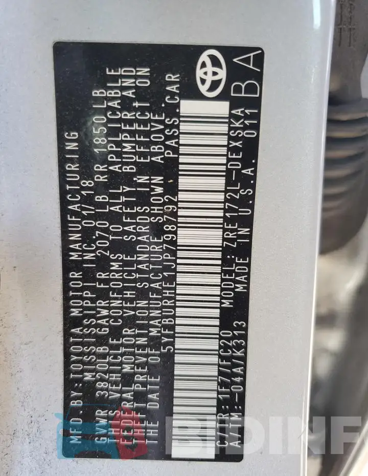 5YFBURHE1JP798792 Photo# 13