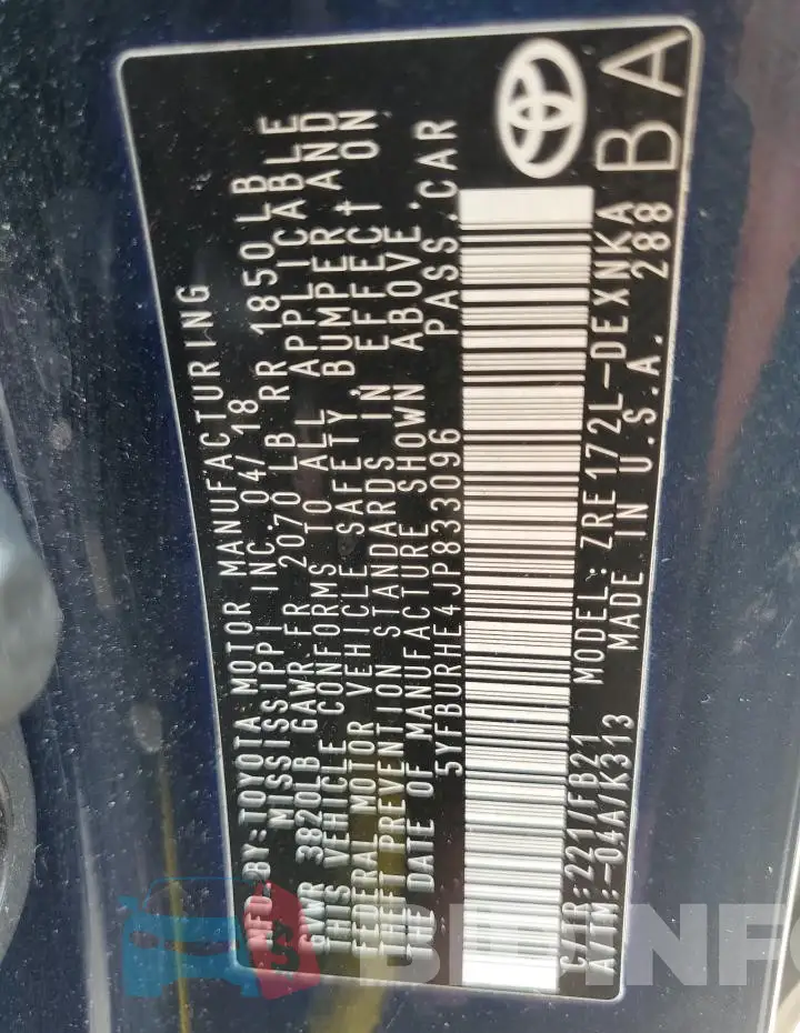 5YFBURHE4JP833096 Photo# 12