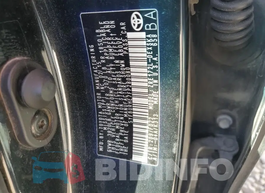5YFBURHE7FP280080 Photo# 13