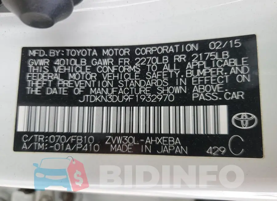 JTDKN3DU9F1932970 Photo# 12