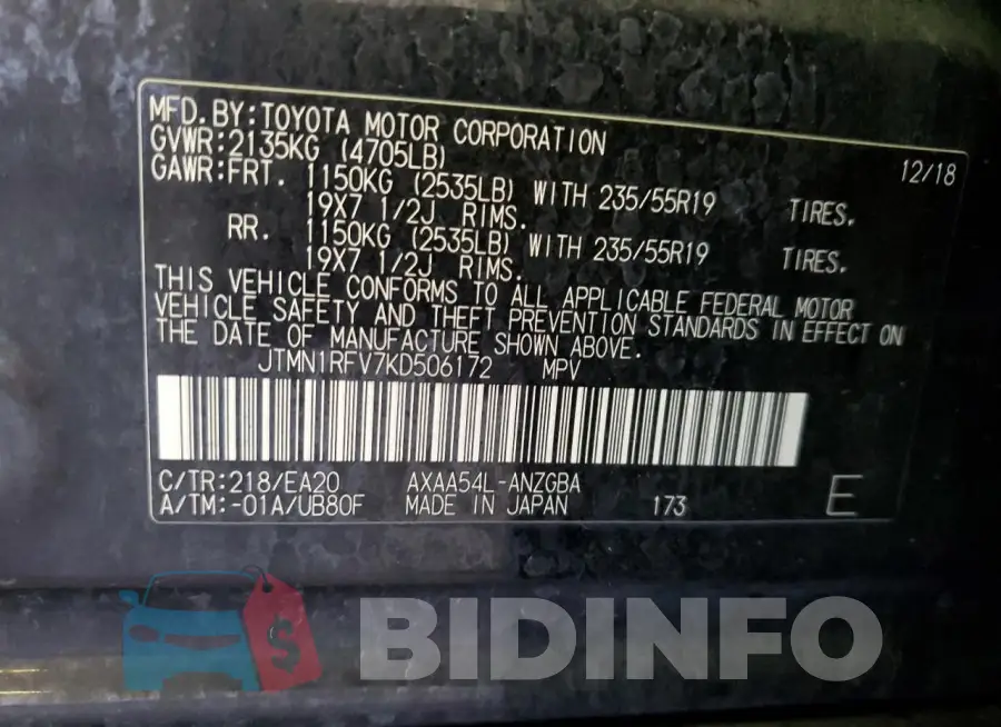 JTMN1RFV7KD506172 Photo# 12